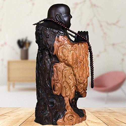 Feng Shui Chino Decoración de Risa Negro ébano estatuas de Buda de pie, atraer Regalos de la Riqueza y la Buena Suerte for el hogar y la Oficina Congratulatory 0922 (Size : Big)