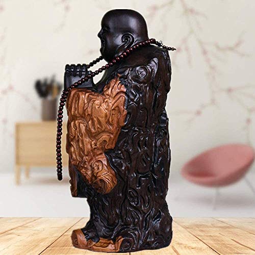 Feng Shui Chino Decoración de Risa Negro ébano estatuas de Buda de pie, atraer Regalos de la Riqueza y la Buena Suerte for el hogar y la Oficina Congratulatory 0922 (Size : Big)