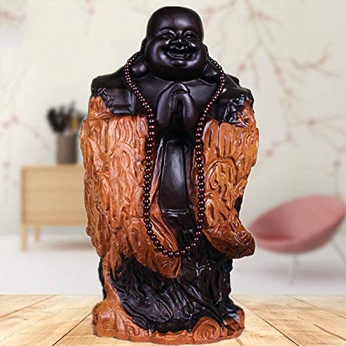 Feng Shui Chino Decoración de Risa Negro ébano estatuas de Buda de pie, atraer Regalos de la Riqueza y la Buena Suerte for el hogar y la Oficina Congratulatory 0922 (Size : Big)