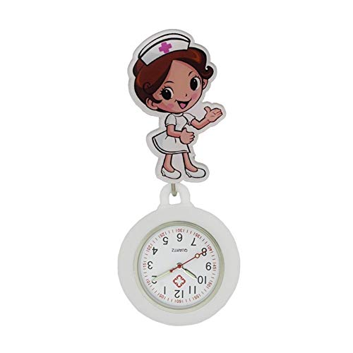 Fengdp Enfermero El Doctor Medical Hospital Ángel Blanco Hombre Mujer Hombres Mujeres Enfermera Insignia Carrete Reloj Extensibles de Silicona Relojes de Bolsillo de Dibujos Animados (Color : 6)