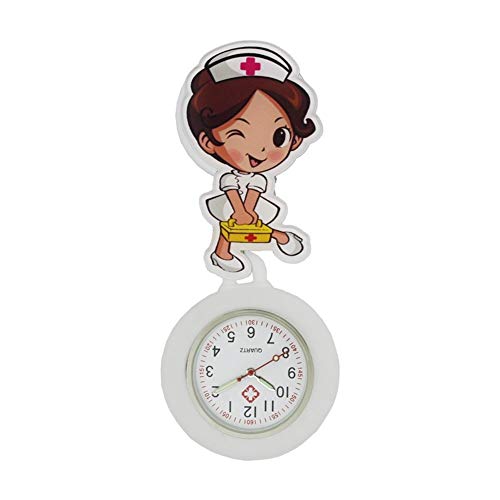 Fengdp Enfermero El Doctor Medical Hospital Ángel Blanco Hombre Mujer Hombres Mujeres Enfermera Insignia Carrete Reloj Extensibles de Silicona Relojes de Bolsillo de Dibujos Animados (Color : 6)