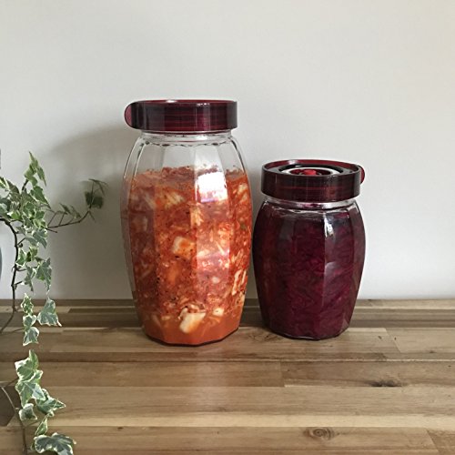 Fermentación tarro con una manera válvula de liberación de aire fácil de abrir boca ancha tapa y junta de silicona – ideal para chucrut y Kimchi 1.2 Litre