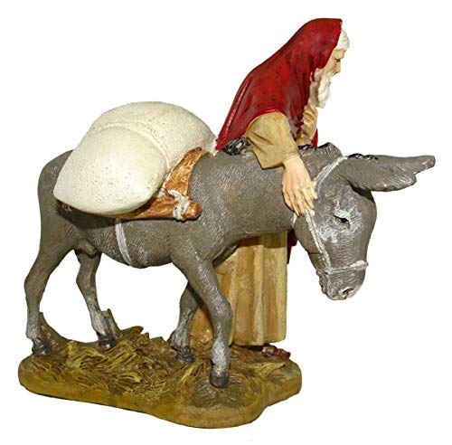 Ferrari & Arrighetti Figuras Belén: Pastor con Burro colección Martino Landi para Nacimiento de 12 cm