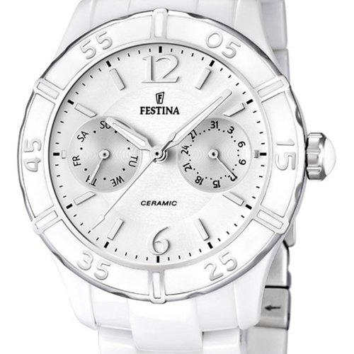 Festina F16622/1 - Reloj analógico de Cuarzo para Mujer con Correa de cerámica, Color Blanco