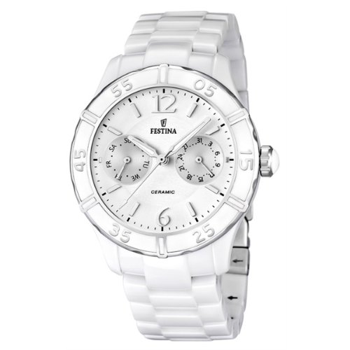 Festina F16622/1 - Reloj analógico de Cuarzo para Mujer con Correa de cerámica, Color Blanco