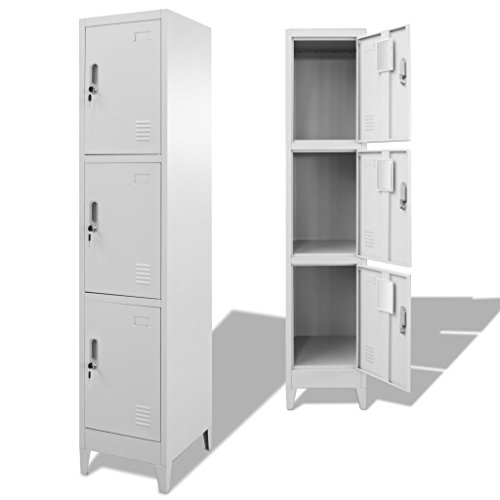 Festnight Mueble Archivador Armario de Oficina Acero con 3 Compartimentos,38x45x180 cm(Tipo 3)