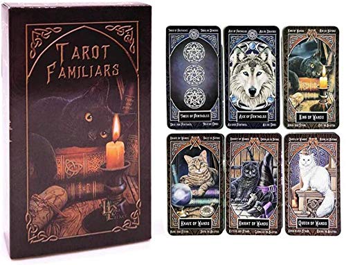 FFJD Cartas De Tarot Cartas del Tarot Juego De Mesa Animal Familiars Magia PortáTil con GuíA Pdf Jugar Al PóQuer