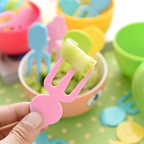 FGHOMEYWXC Paquete de 10 Frutas Caja de Manzana marcada con Frutas Humanoide Smiley Fruit Fork - Tenedor de Fruta con Forma de Manzana Verde