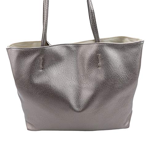 FHBDFJTBolsos de Hombro para Mujer Bolso Mujer Bolso Grande Bolso Casual Bolso Suave de PU + Poliéster Bolsos de Mujer    Venta de Gran Capacidad , Gris Hierro