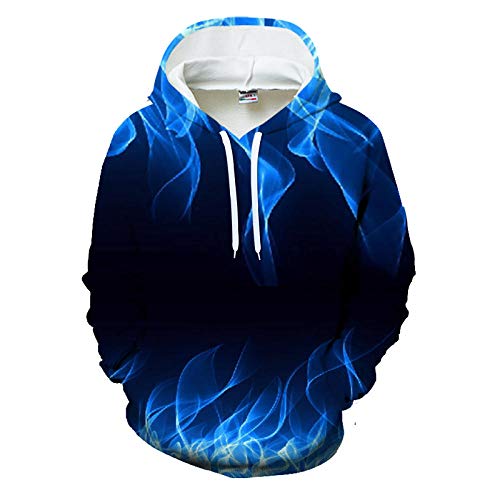 Fiamma Azul 3D Sudadera con Capucha Divertida Nuevas Sudaderas Hombre Mujer 2020 Moda Primavera Otoño Jersey Harajuku Sudaderas Homme Azul Chándal Wy216 XS