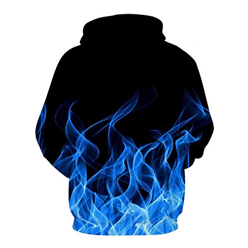 Fiamma Azul 3D Sudadera con Capucha Divertida Nuevas Sudaderas Hombre Mujer 2020 Moda Primavera Otoño Jersey Harajuku Sudaderas Homme Azul Chándal Wy216 XS