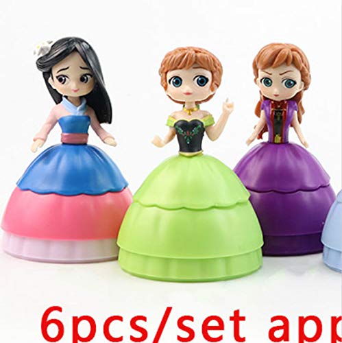 Figura Juguete 6 Unids / Set Sorpresa Gashapon Toy Princess Baby Dolls Capsule Princess Balls PVC Cake Girls Regalos Juguetes