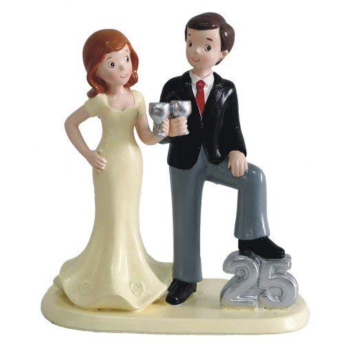 Figura pastel bodas de plata 25 aniversario GRABADA/figuras PERSONALIZADAS copas para tarta baratas