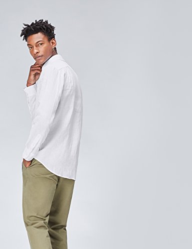 find. Regular fit Linen Shirt Camisa, Blanco (White), 4X-Large