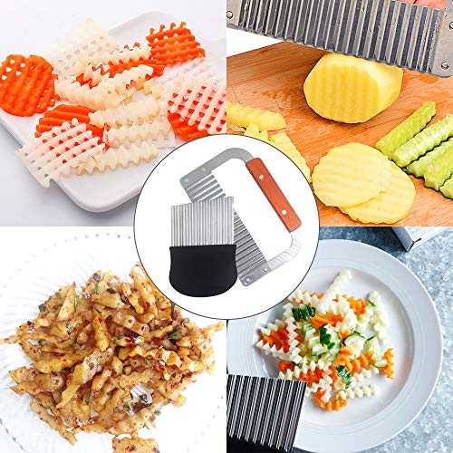 FineGood - Juego de 2 cuchillos para cortar patatas fritas (18,25 cm, 5,5 pulgadas), cortador de hojas de acero inoxidable, cortador de ensalada de frutas y verduras