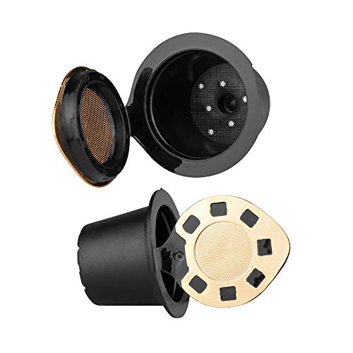 FineInno Cafetera Capsulas Recargables Refillable Coffee Capsules Filtro Reutilizable Cafe Reusable Coffee Filter Compatibles Nespresso Original Gratis Cuchara,Cepillo