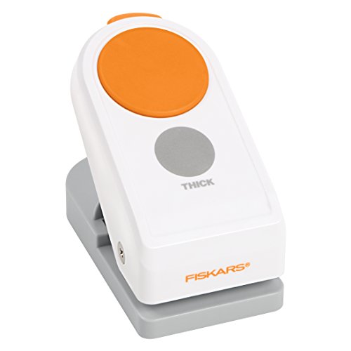 Fiskars Perforadora de Figuras, Círculo, Ø 3,8 cm, Para diestros y zurdos, Acero de calidad/Plástico, Blanco/Naranja, Power, L, 1020493