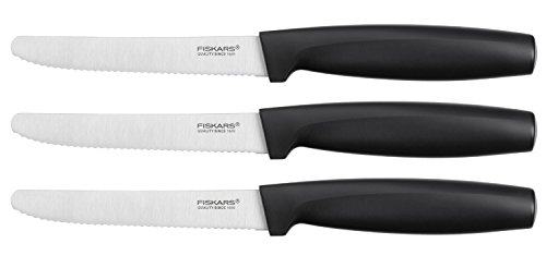 Fiskars Set de cuchillos de mesa, 3 unidades, Acero de calidad/Plástico, Negro, Functional Form, 1014279