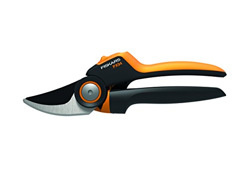 Fiskars Tijeras de podar, Cuchilla bypass y mango giratorio, Longitud: 22 cm, Negro/Naranja, 1023628