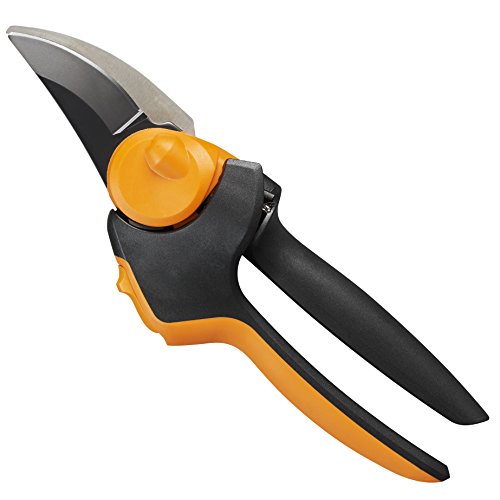 Fiskars Tijeras de podar, Cuchilla bypass y mango giratorio, Longitud: 22 cm, Negro/Naranja, 1023628