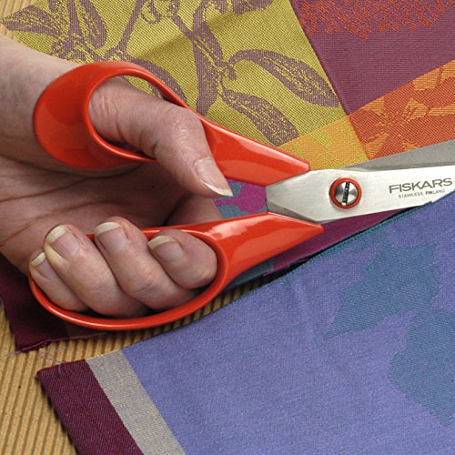 FISKARS Tijeras universales, para zurdos, Longitud: 21 cm, Hoja de acero inoxidable/ Mangos de plástico, Rojo, Classic, 1005147