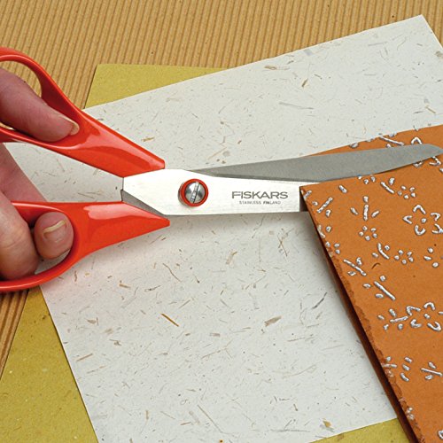 FISKARS Tijeras universales, para zurdos, Longitud: 21 cm, Hoja de acero inoxidable/ Mangos de plástico, Rojo, Classic, 1005147