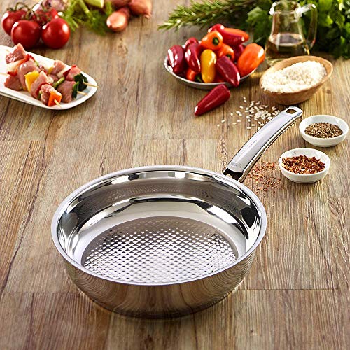 Fissler crispy steelux premium / Sartén de acero inoxidable (Ø 24 cm) Sartén sin revestimiento, fritura baja en grasa - todos los tipos de estufas también de inducción