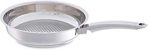 Fissler crispy steelux premium / Sartén de acero inoxidable (Ø 24 cm) Sartén sin revestimiento, fritura baja en grasa - todos los tipos de estufas también de inducción