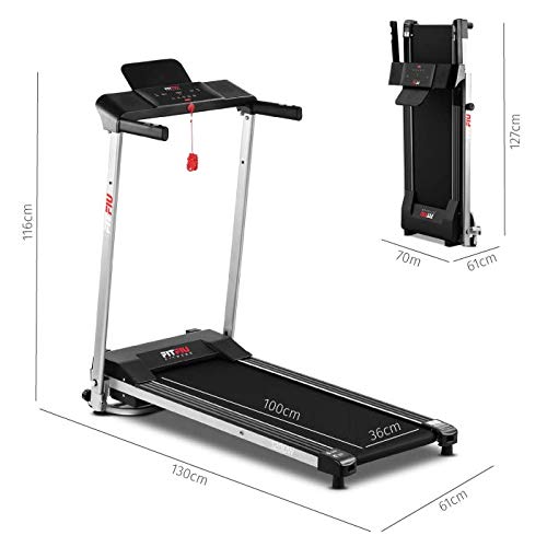 FITFIU Fitness MC 160 Cinta de correr y andar Plegable Eléctrica con Pulsómetro y pantalla LCD, Máquina Fitness motor de 1500W hasta 14km/h con 12 programas de entrenamiento, Unisex adulto, Gris