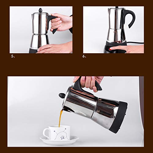 FLAMEER 1x Fabricante de Espresso Eléctrico Accesorios de Fiestas de Acero Inoxidable Duradero - Plata 6 tazas