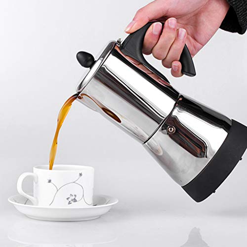 FLAMEER 1x Fabricante de Espresso Eléctrico Accesorios de Fiestas de Acero Inoxidable Duradero - Plata 6 tazas