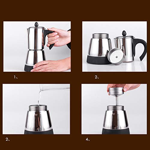 FLAMEER 1x Fabricante de Espresso Eléctrico Accesorios de Fiestas de Acero Inoxidable Duradero - Plata 6 tazas