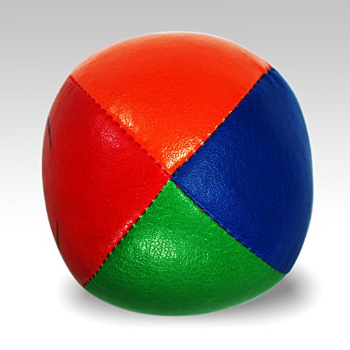 Flames 'N Games Juego de 3 Bolas de Malabares de Cuero de 4 Colores + Bolsa - ¡Pelotas de Malabares Profesionales para Todas Las Habilidades! (Rojo / Naranja / Azul / Verde)