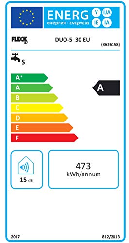 Fleck 3626158 Termo Eléctrico DUO 5, 1500 W, 30 L