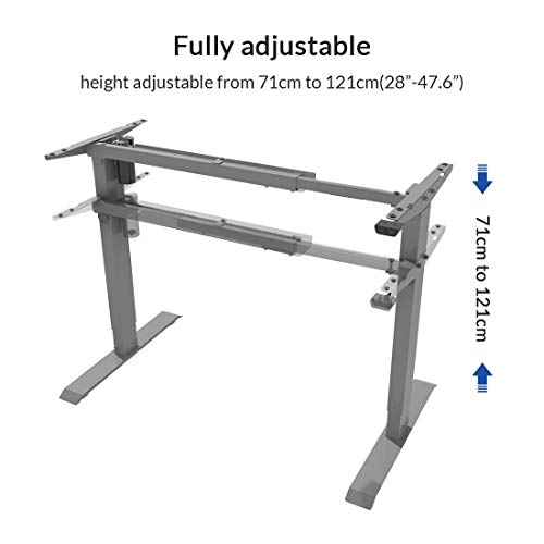 FLEXISPOT EC1S Escritorio eléctrico Soporte de Escritorio Ajustable en Altura, Mesa para Oficina en casa, Marco de 2 etapas con Motor único, Gris