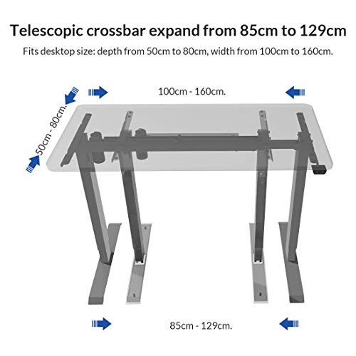 FLEXISPOT EC1S Escritorio eléctrico Soporte de Escritorio Ajustable en Altura, Mesa para Oficina en casa, Marco de 2 etapas con Motor único, Gris