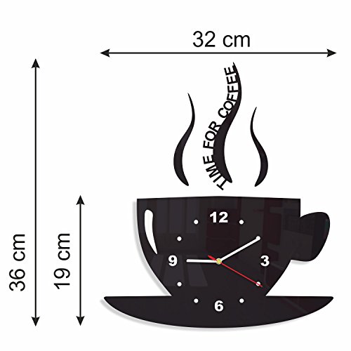 FLEXISTYLE Reloj de Pared para café, diseño Moderno, Color Negro