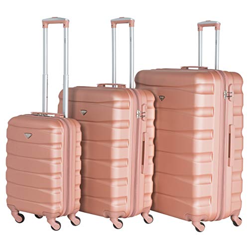 Flight Knight ABS 3 Tamanos Maleta Ligera Compatible con Vueiling, Iberia, RyanAir, Easyjet, Air Nostrum, Air Europa Entre Muchas Otras! Maleta De Mano 55x35x20 cm Maletas De Viaje Grandes 4 Ruedas