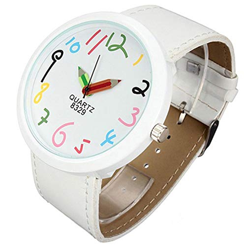 Fliyeong - Reloj de pulsera con puntero para mujer, color blanco, elegante y popular