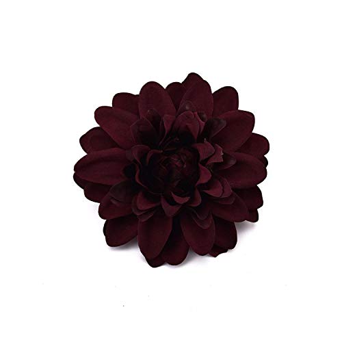 Flores artificiales de seda de Dalia blanca, rosas rojas para decoración de bodas, caja de regalo, álbumes de recortes, manualidades y flores falsas, granate, Size