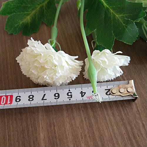 Flores Artificiales MZMing [4 piezas] Mejor Regalo 10 Flor Artificial de Clavel Flor de Seda Artificial Arbusto de Boda en Casa Decoración de Florero en Tumba - Blanco