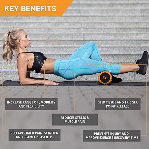 Foam Roller Masaje Kit | Rodillo de Espuma | Rodillo Masaje Muscular Stick | Spikey Lacrosse Pelota de Massager - Trigger Point Terapia Bola Accesorios para Yoga, Pilates, Gimnasio y Deportes en Casa