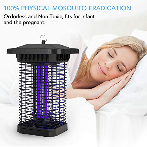 FOCHEA Lámpara Anti Mosquitos, 18W UV Mata Mosquitos Electrico Impermeable IPX4 Lampara Mata Mosquitos de Exterior y Interior Silencio para Mosquitos, Insectos, Moscas