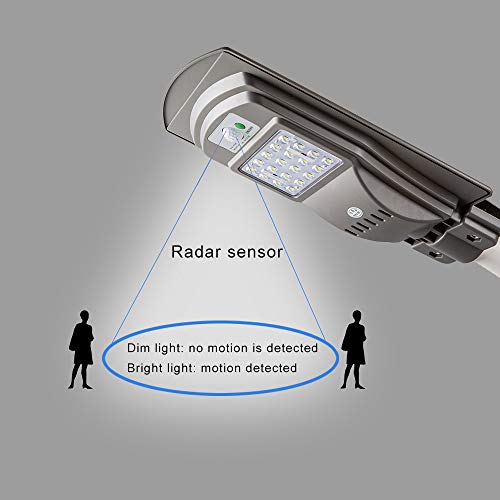 Focos LED Solar Exterior Lámparas Solares Farola Jardín Ultra Brillante,6V 60W LED Solar Powered Wall Street Luz PIR Motion Jardín Exterior Lámpara