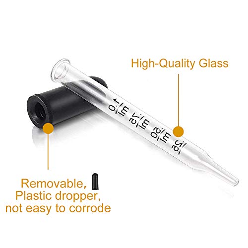 FOGAWA 20pz Pipetas Cuentagotas Cristal de 1ML Cuentagotas Pipeta de Transferencia con Línea de Graduación e Tapa de Silicona para Medicina Science Cocina Experimentos Pintura