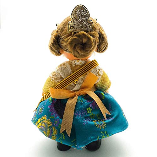 Folk Artesanía Muñeca Regional colección de 15 cm con Vestido típico Valenciana Fallera Fallas Valencia España.