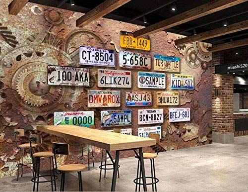 Fondo de pantalla Maquinaria Retro Matrícula Bar Restaurante Fondo Decoración de la pared Mural-300cmx210cm