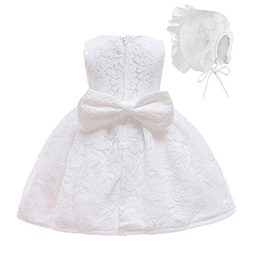 FONLAM Vestido de Bautizo para Bebé Niña Vestido Princesa Fiesta Cumpleaños Ceremonia Encaje Bebé (Blanco, 3-6 Meses)