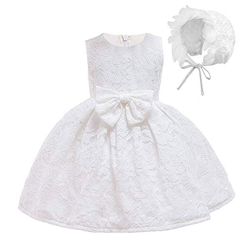 FONLAM Vestido de Bautizo para Bebé Niña Vestido Princesa Fiesta Cumpleaños Ceremonia Encaje Bebé (Blanco, 3-6 Meses)