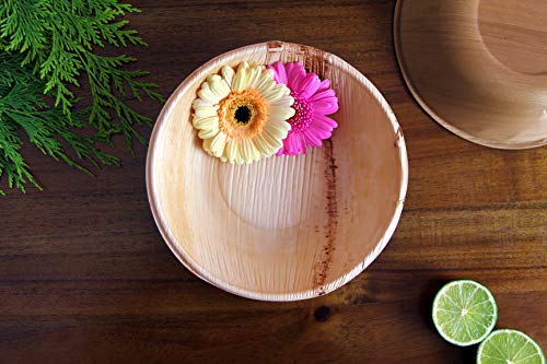 FOOGO Green 10 Cuencos de hoja de palma Desechable|12cm Bol Ensaladera, Tazas de Postre, Profundo |Vajilla Ecológico Biodegradable Duro|Como Platos Bambu, Vasos plástico, papel|Fiesta de Bodas